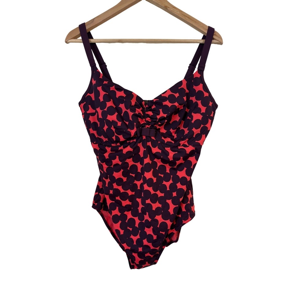 Prima Donna Swimsuit UK 40E Red Purple Polka Dot One Piece Support Luxury Resort